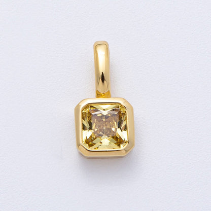 18K Gold Filled Birthstone Baguette CZ Pendant | AF1237 - AF1242