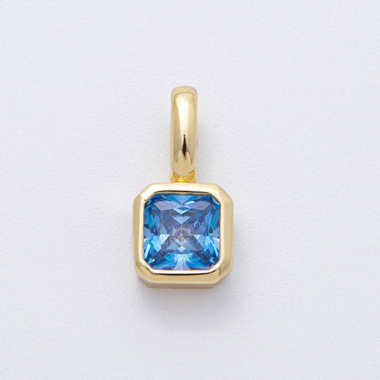 18K Gold Filled Birthstone Baguette CZ Pendant | AF1237 - AF1242