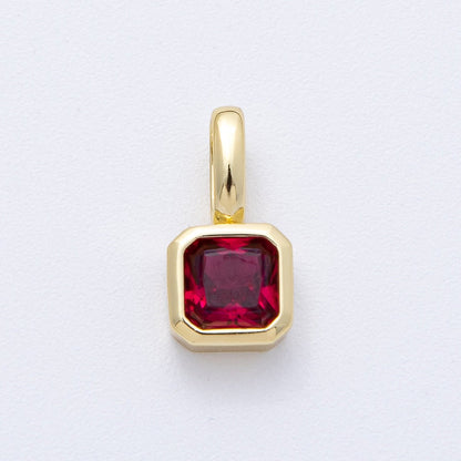 18K Gold Filled Birthstone Baguette CZ Pendant | AF1237 - AF1242