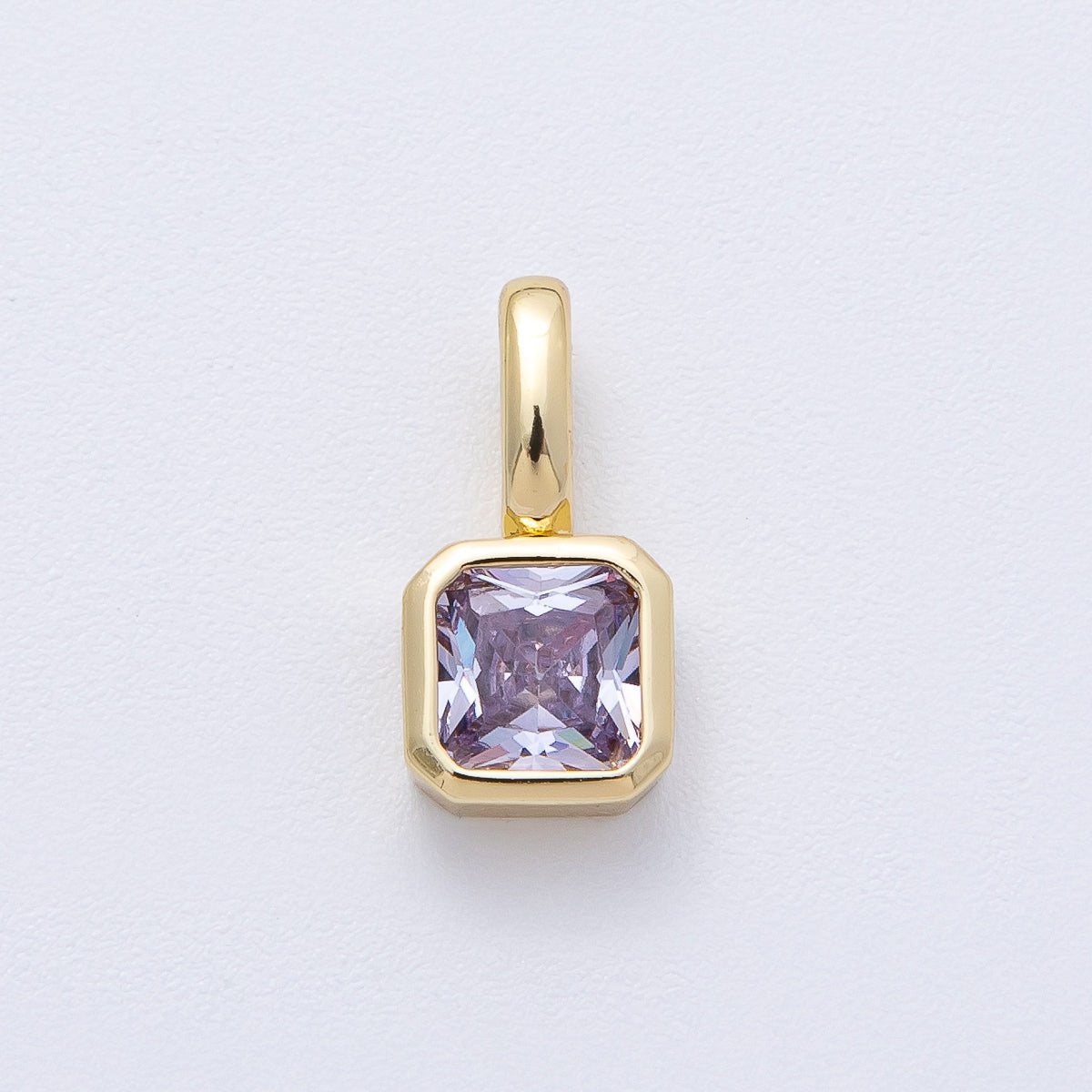 18K Gold Filled Birthstone Baguette CZ Pendant | AF1237 - AF1242