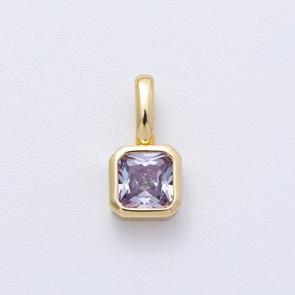 18K Gold Filled Birthstone Baguette CZ Pendant | AF1237 - AF1242