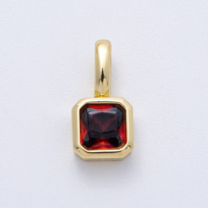 18K Gold Filled Birthstone Baguette CZ Pendant | AF1237 - AF1242