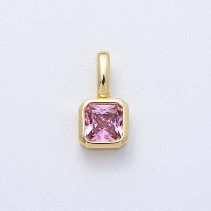 18K Gold Filled Birthstone Baguette CZ Pendant | AF1237 - AF1242