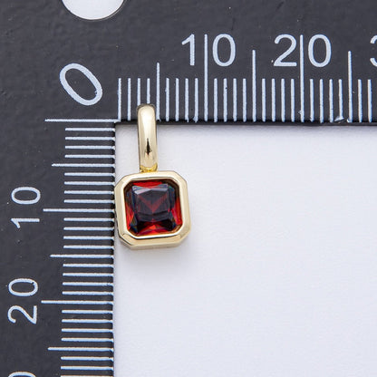 18K Gold Filled Birthstone Baguette CZ Pendant | AF1237 - AF1242