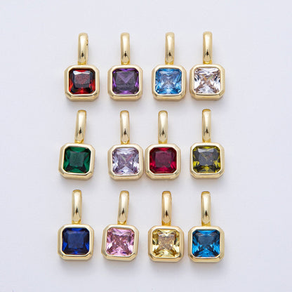 18K Gold Filled Birthstone Baguette CZ Pendant | AF1237 - AF1242