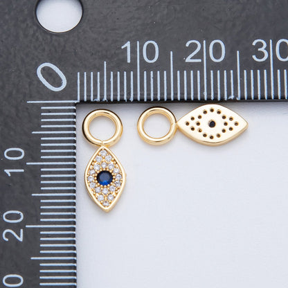 18K Gold Filled Blue Evil Eye Micro Paved Add-On Drop Earring Charm | AF759