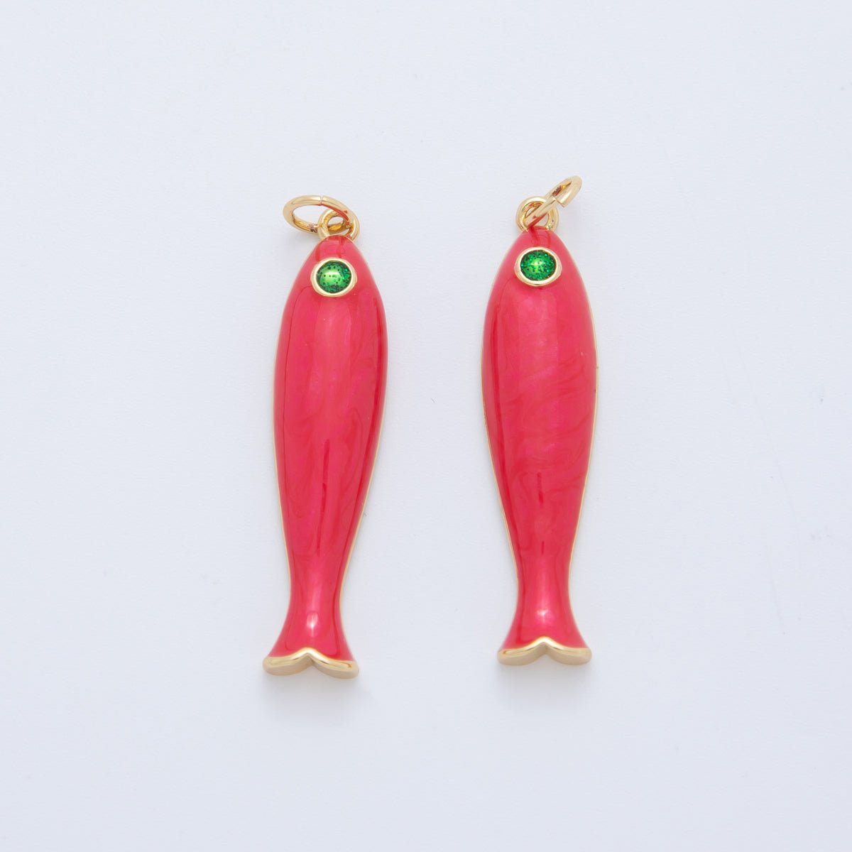 18K Gold Filled Blue, Green, Red Enamel Sardine Fish Charm | AF404 AF-779