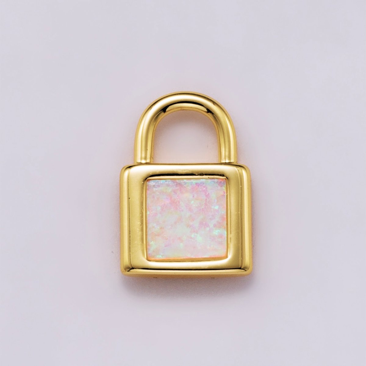 18K Gold Filled 14mm Blue, Pink, White Opal Square Padlock Mini Charm | Charms-00164 ~ Charms-00166