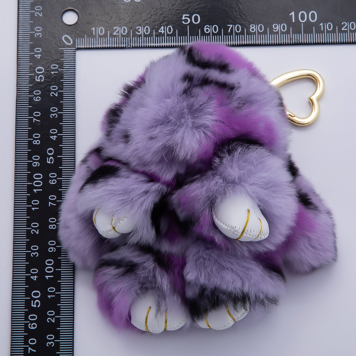 18K Gold Filled Blue, Purple Tie-dye Rabbit Plush Heart Push Gate Keychain | WB-00324 WB-00325