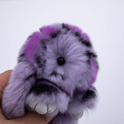18K Gold Filled Blue, Purple Tie-dye Rabbit Plush Heart Push Gate Keychain | WB-00324 WB-00325