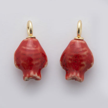 18K Gold Filled Blue, Red, Green Fish Ceramic Drop Charm | X536 X537 X629