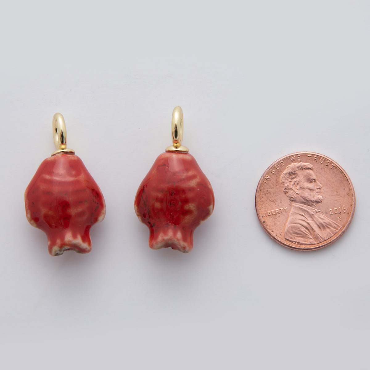 18K Gold Filled Blue, Red, Green Fish Ceramic Drop Charm | X536 X537 X629