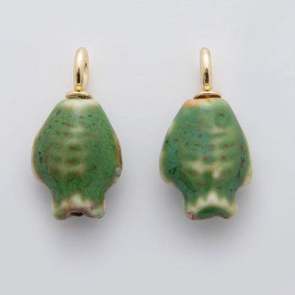 18K Gold Filled Blue, Red, Green Fish Ceramic Drop Charm | X536 X537 X629