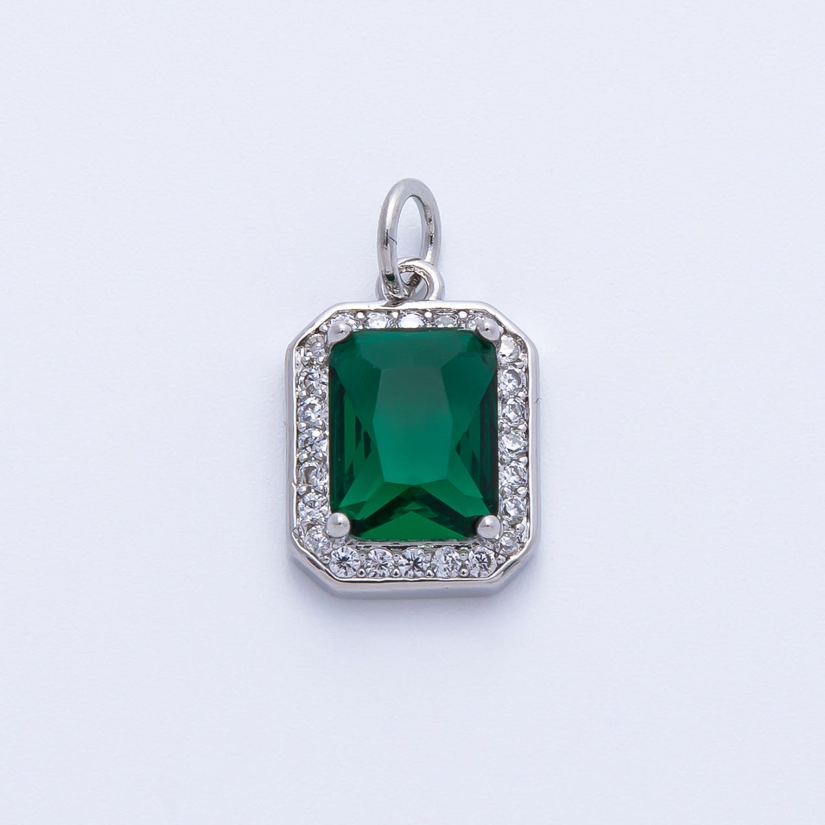 18K Gold Filled Blue, Red, Purple, Green, Clear Micro Paved CZ Baguette Charm | Charms-00279 ~ Charms-00288