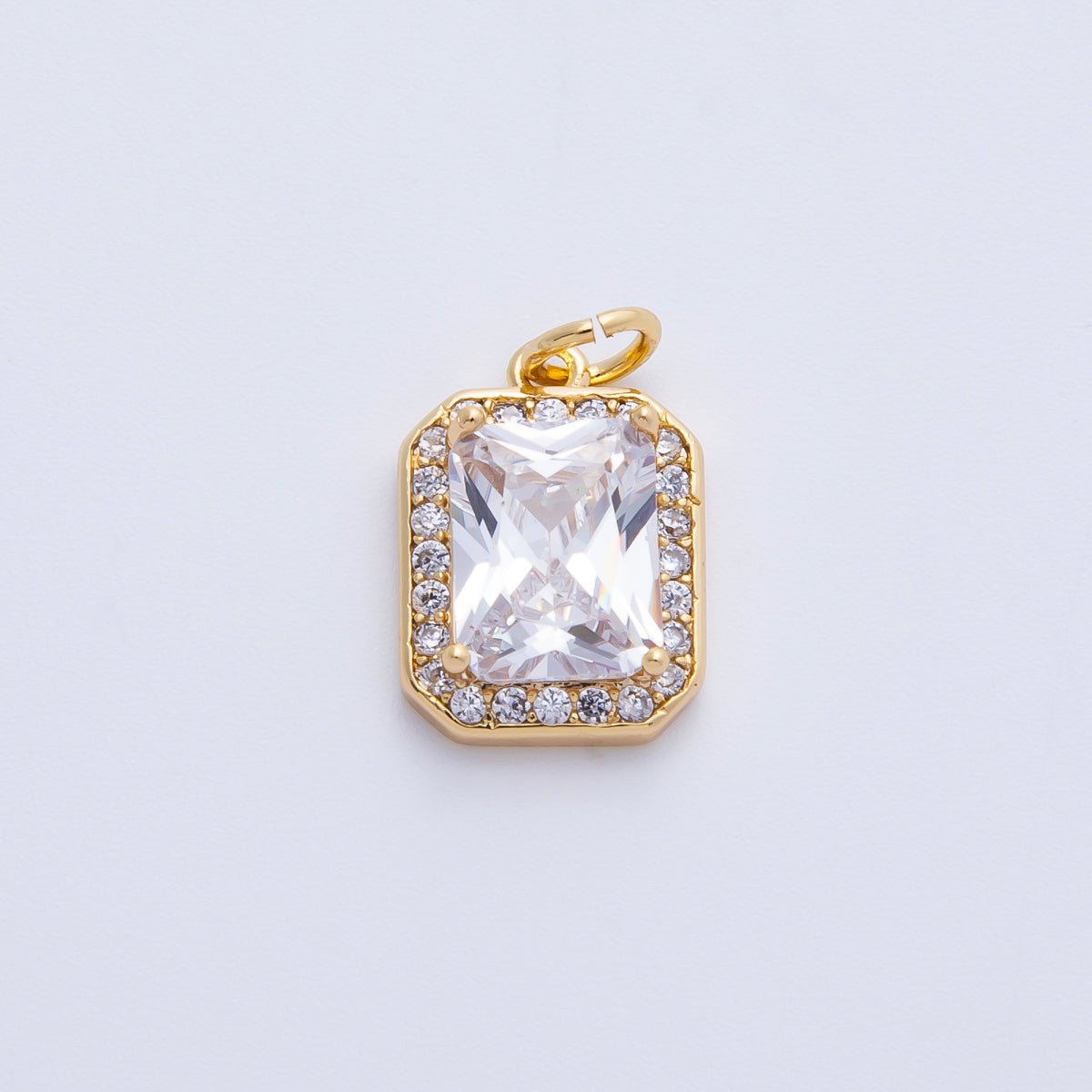 18K Gold Filled Blue, Red, Purple, Green, Clear Micro Paved CZ Baguette Charm | Charms-00279 ~ Charms-00288