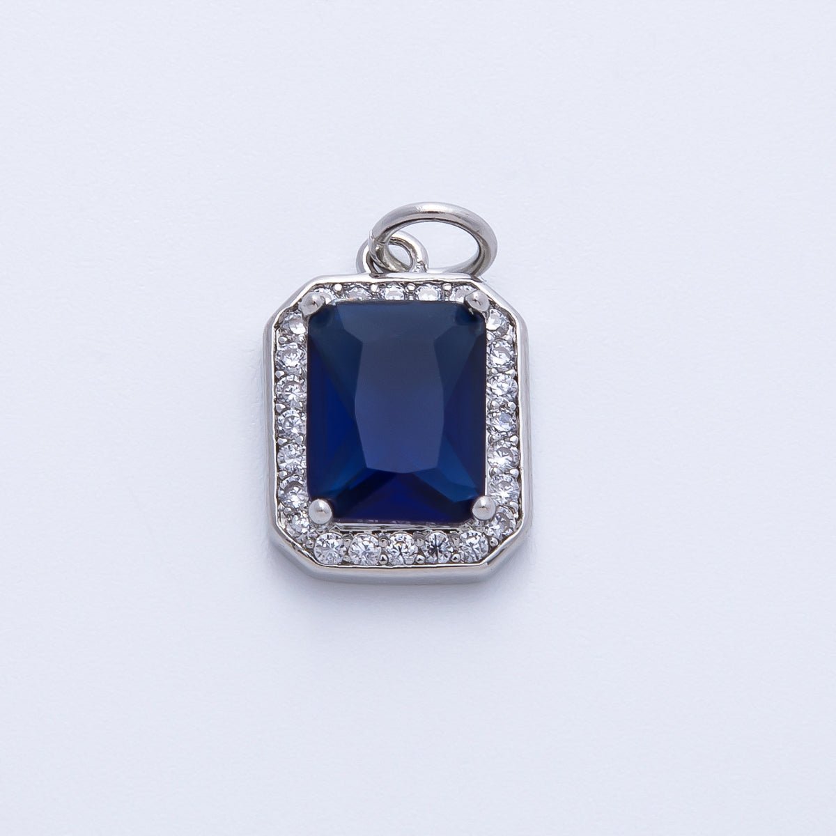 18K Gold Filled Blue, Red, Purple, Green, Clear Micro Paved CZ Baguette Charm | Charms-00279 ~ Charms-00288