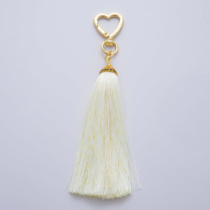 18K Gold Filled Blue, Red, Yellow, Pink, Orange Tassel Heart Push Gate Keychain Fringe Accessories | WB-00281 ~ WB-00285