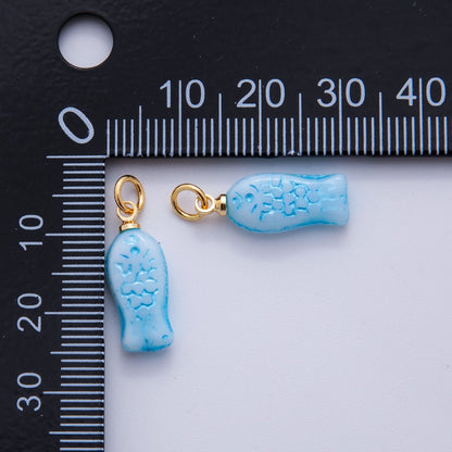 18K Gold Filled Blue Scaled Fish Mini Charm | M861