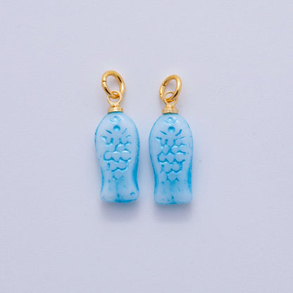 18K Gold Filled Blue Scaled Fish Mini Charm | M861