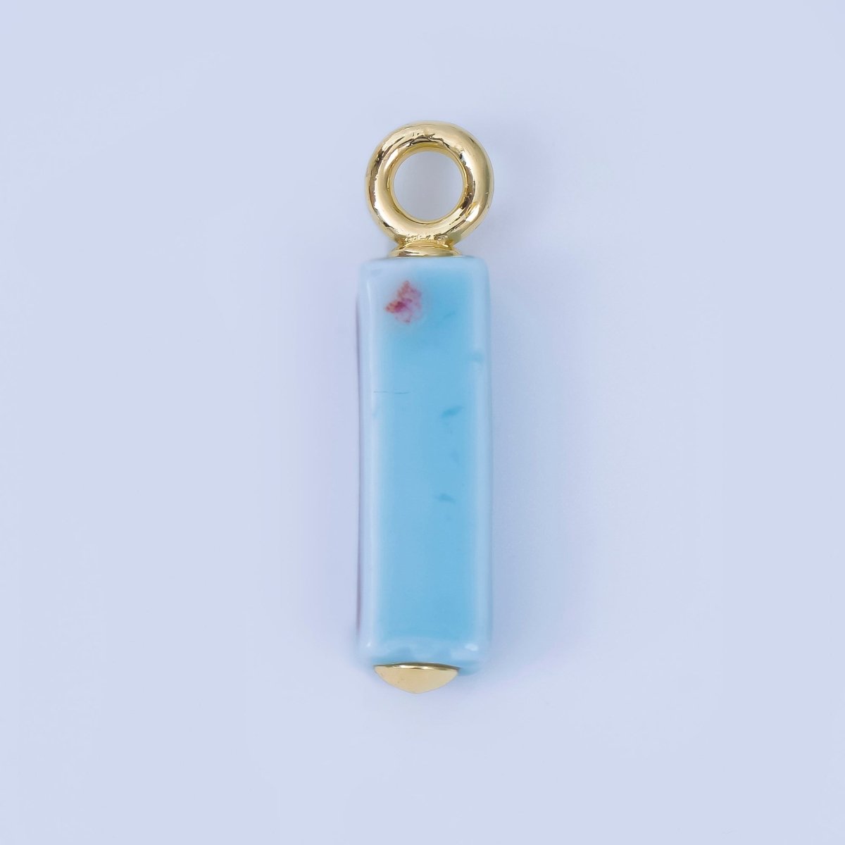 18K Gold Filled Blue, Teal, Brown, Pink Watercolor Bar Ceramic Drop Pendant | AJ-451