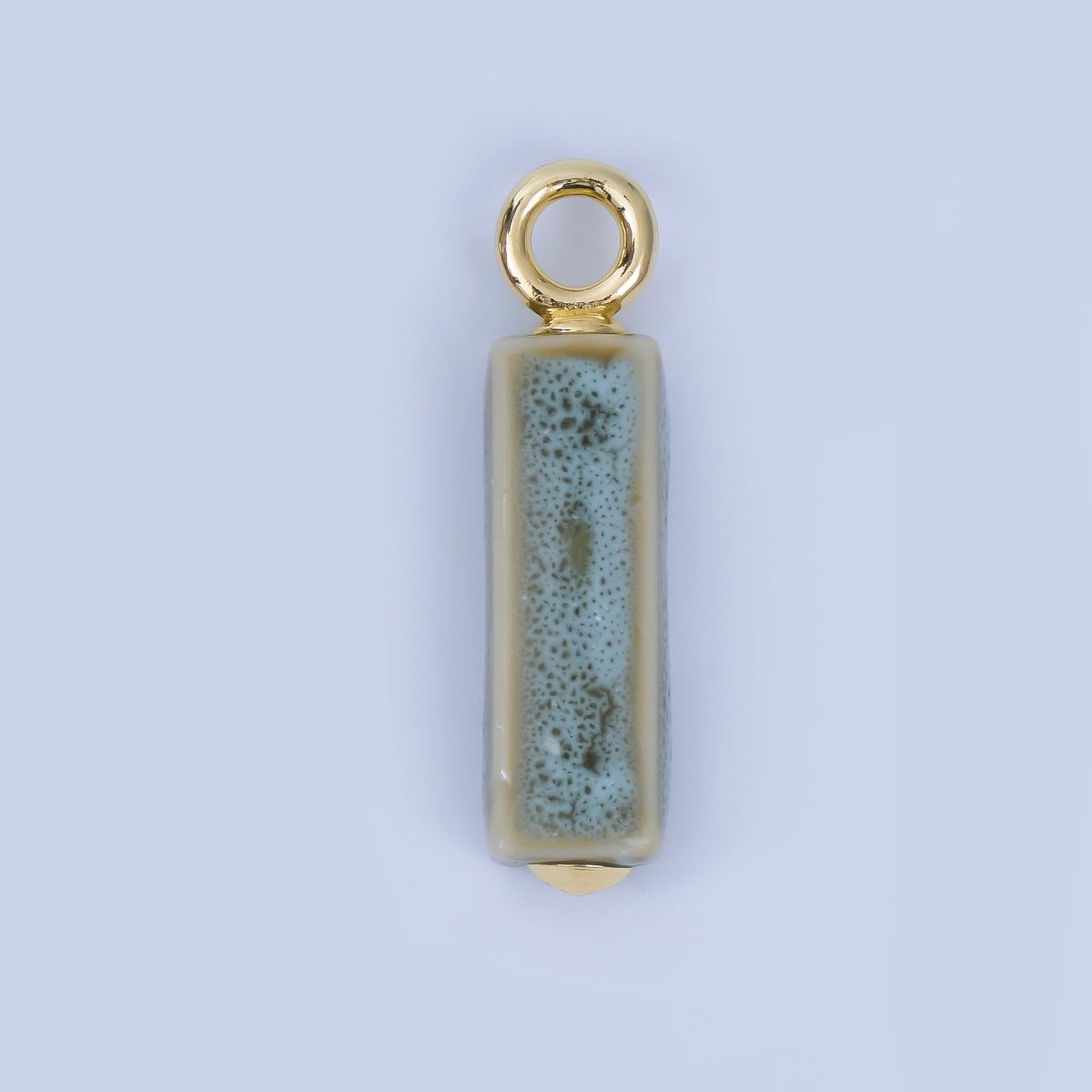 18K Gold Filled Blue, Teal, Brown, Pink Watercolor Bar Ceramic Drop Pendant | AJ-451
