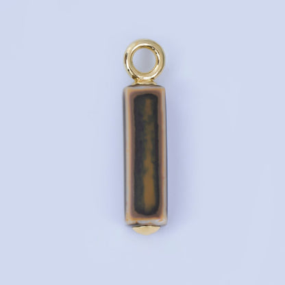 18K Gold Filled Blue, Teal, Brown, Pink Watercolor Bar Ceramic Drop Pendant | AJ-451