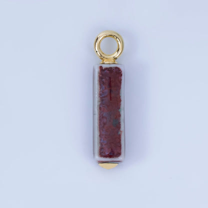 18K Gold Filled Blue, Teal, Brown, Pink Watercolor Bar Ceramic Drop Pendant | AJ-451