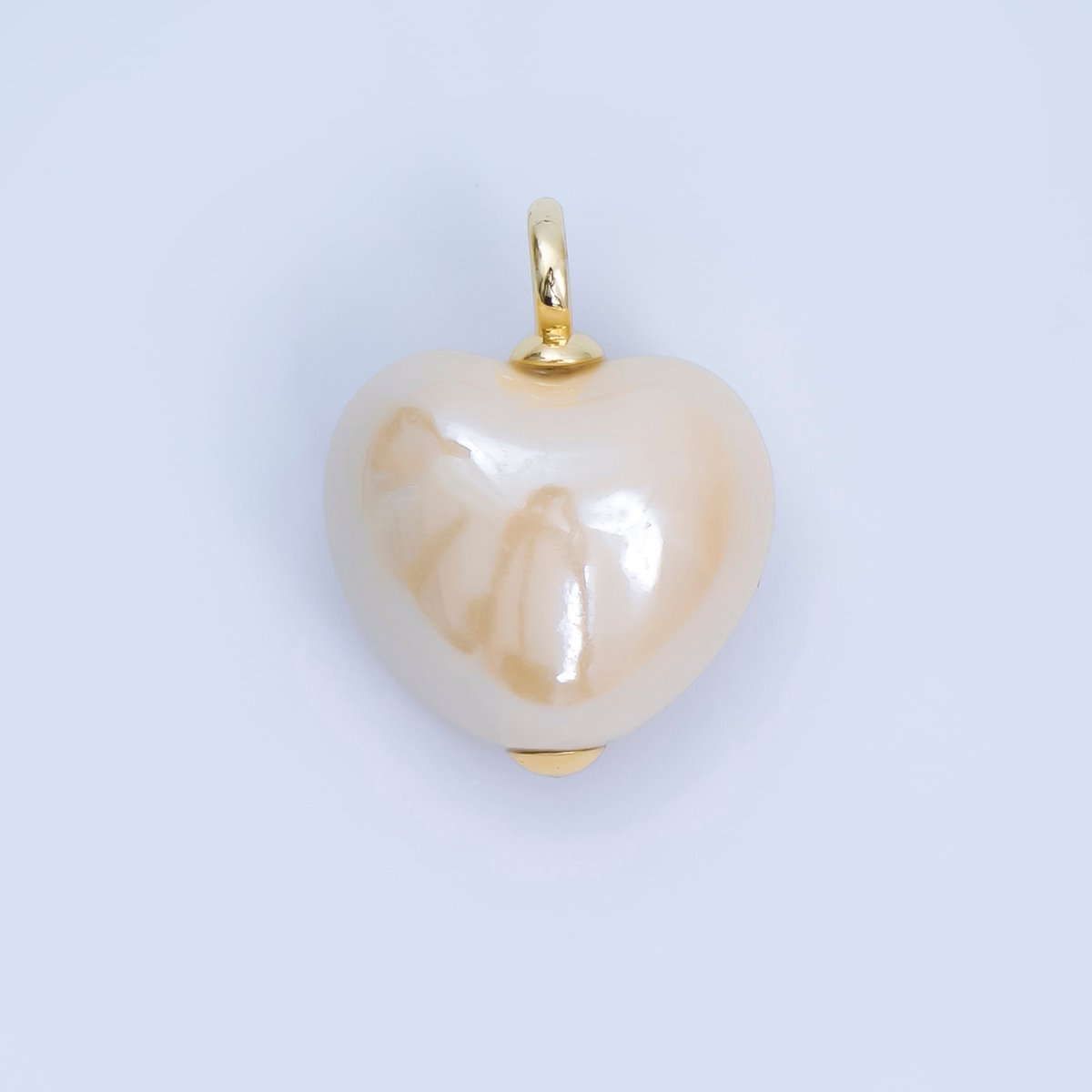 18K Gold Filled Blue, Teal, White, Pink Puffy Heart Ceramic Charm Pendant | AJ-402