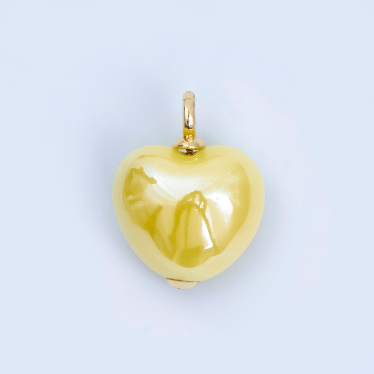 18K Gold Filled Blue, Teal, White, Pink Puffy Heart Ceramic Charm Pendant | AJ-402