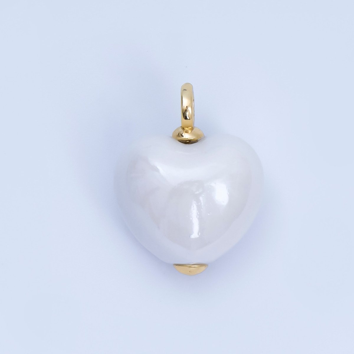 18K Gold Filled Blue, Teal, White, Pink Puffy Heart Ceramic Charm Pendant | AJ-402