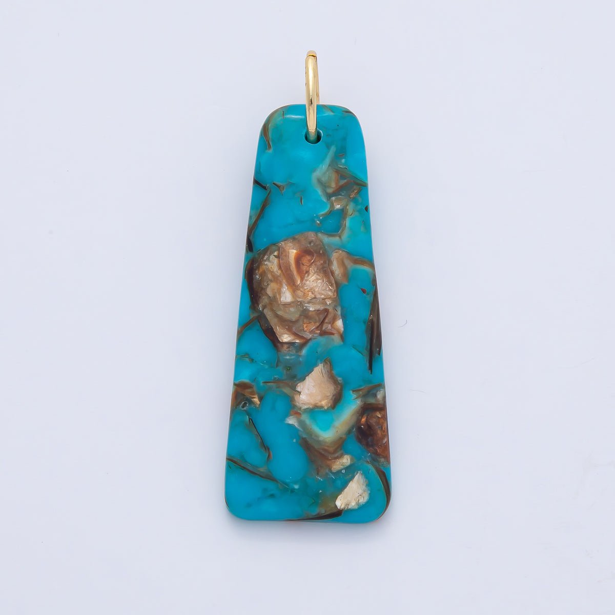18K Gold Filled Multicolor Turquoise Boho Gemstone Bar Pendant | AF1495