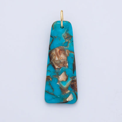 18K Gold Filled Multicolor Turquoise Boho Gemstone Bar Pendant | AF1495