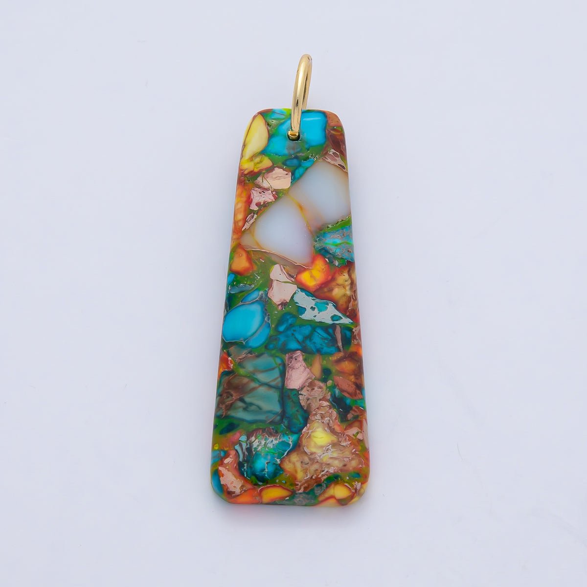 18K Gold Filled Multicolor Turquoise Boho Gemstone Bar Pendant | AF1495