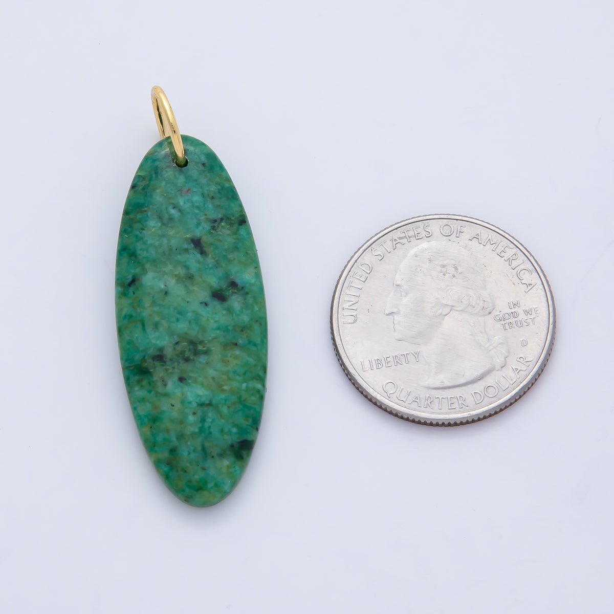 18K Gold Filled Boho Natural Oval Gemstone Pendant – Green, Brown &amp; Multicolor Stone Charms  AF1593