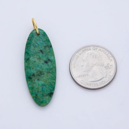 18K Gold Filled Boho Natural Oval Gemstone Pendant – Green, Brown &amp; Multicolor Stone Charms  AF1593