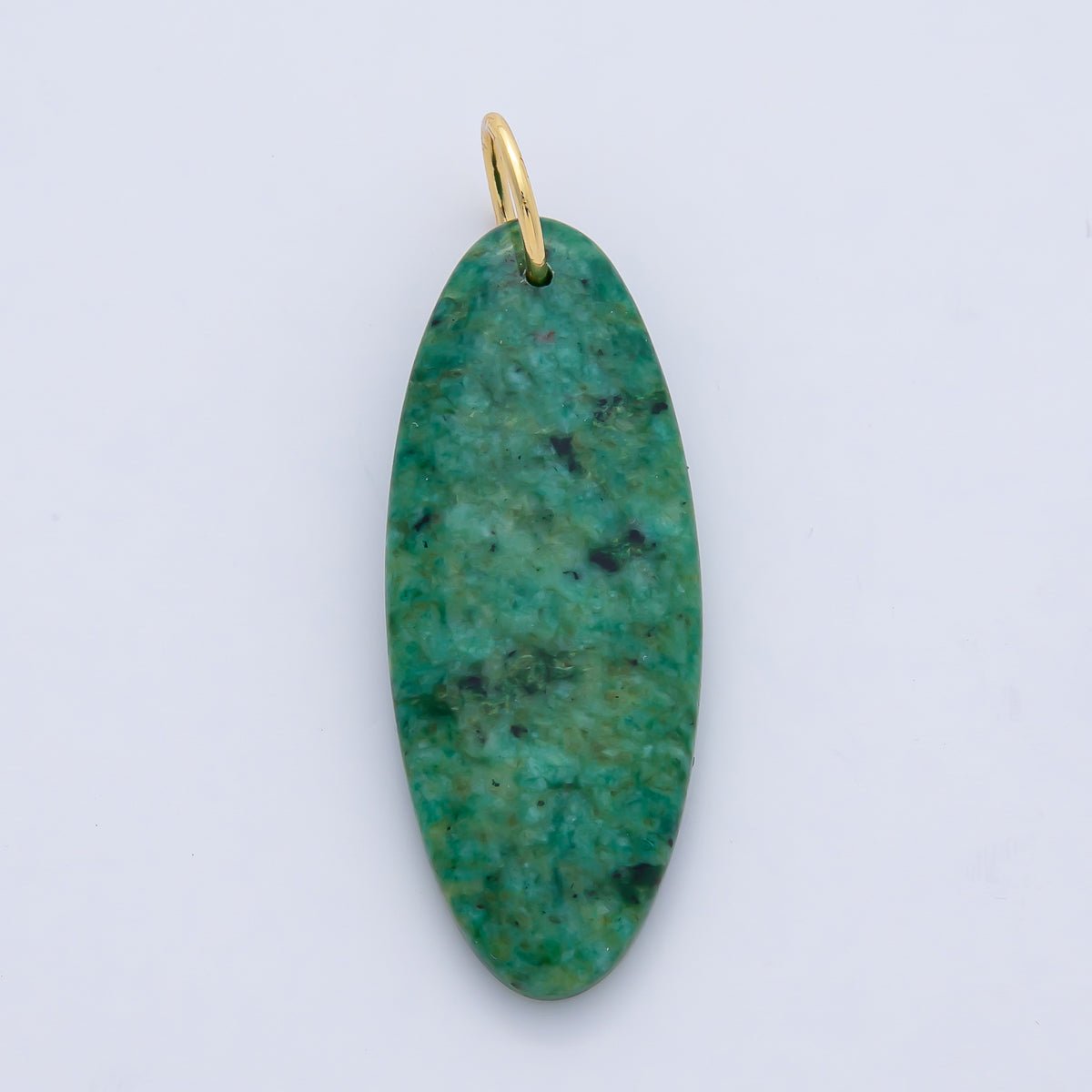 18K Gold Filled Boho Natural Oval Gemstone Pendant – Green, Brown &amp; Multicolor Stone Charms  AF1593