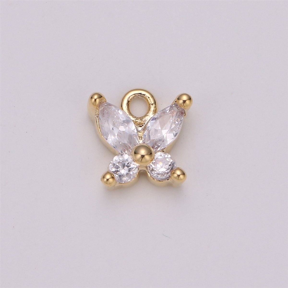 18K Gold Filled Butterfly Crystal Charm, Butterfly Charm Necklace, Tiny Dainty Charm, Boho Chic, Gold Crystal Charm, Minimal Silver Charm Pendant, C-529