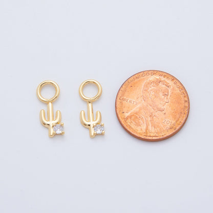 18K Gold Filled Cactus Plant Add-On Drop Earring Charm | AF734