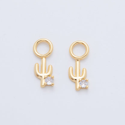 18K Gold Filled Cactus Plant Add-On Drop Earring Charm | AF734