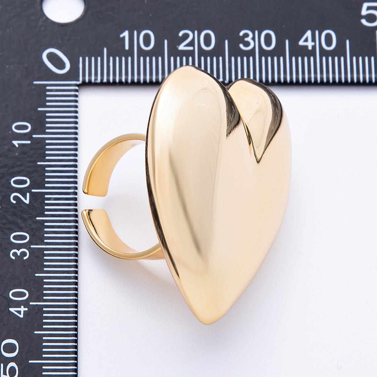 18K Gold Filled Chubby Sideways Minimalist Heart Statement Ring | Rings-00052