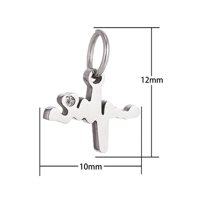 18K Gold Filled Classic Fancy Heart Beat Cubic Zirconia Bracelet Charm Necklace Pendant Findings for Necklace Earring Charm Jewelry Making E-645