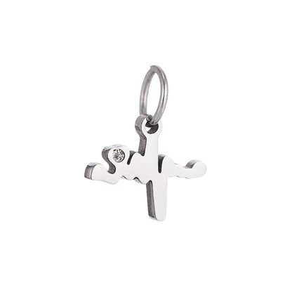 18K Gold Filled Classic Fancy Heart Beat Cubic Zirconia Bracelet Charm Necklace Pendant Findings for Necklace Earring Charm Jewelry Making E-645