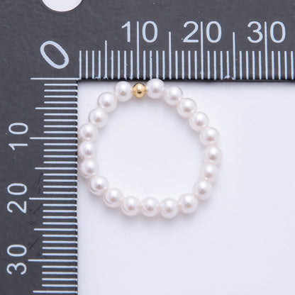 18K Gold Filled Classic Minimalist Shell Pearl Stretch Ring | O222