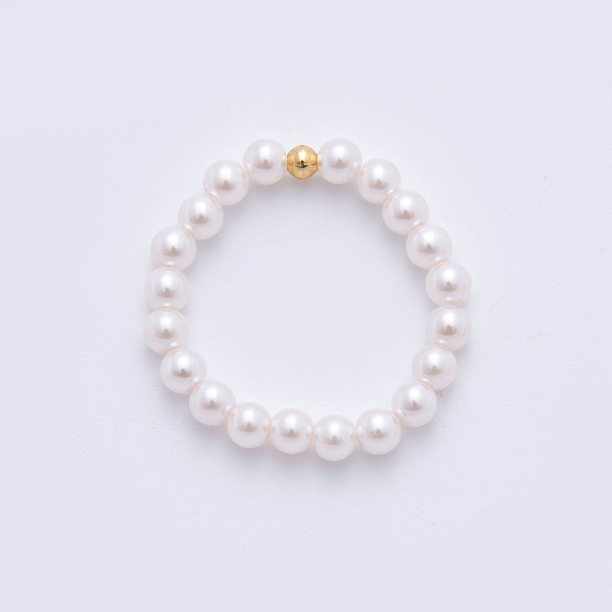 18K Gold Filled Classic Minimalist Shell Pearl Stretch Ring | O222
