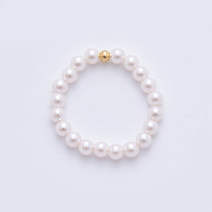 18K Gold Filled Classic Minimalist Shell Pearl Stretch Ring | O222