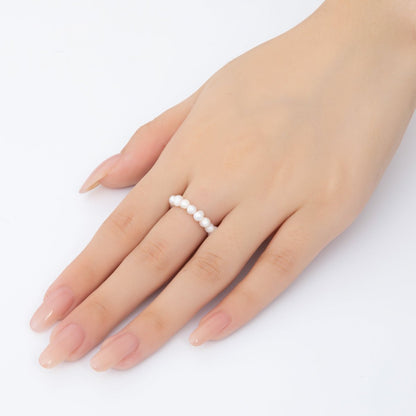 18K Gold Filled Classic Minimalist Shell Pearl Stretch Ring | O222