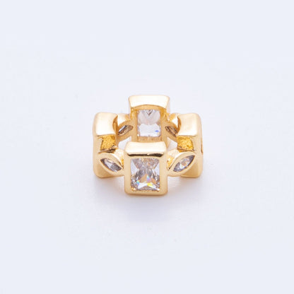 18K Gold Filled Clear CZ Baguette Marquise Geometric Bead Spacer | AF1043