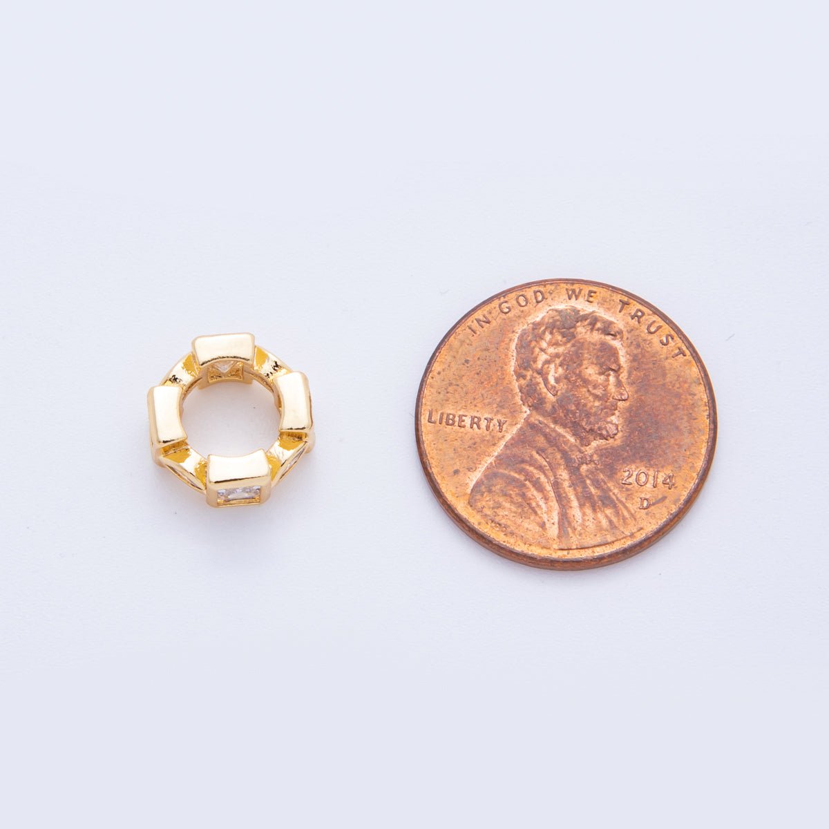 18K Gold Filled Clear CZ Baguette Marquise Geometric Bead Spacer | AF1043