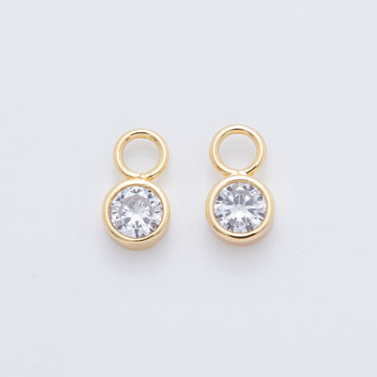 18K Gold Filled Clear CZ Bezel Add-On Drop Earring Charm | AF745