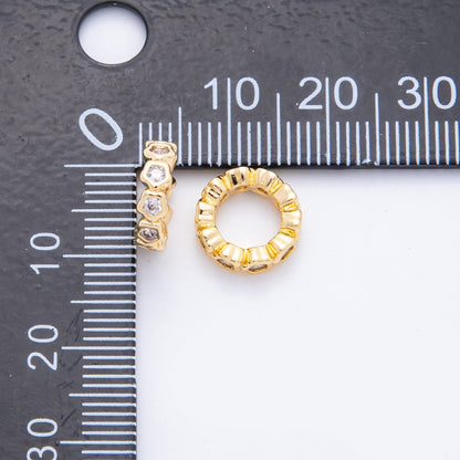 18K Gold Filled Clear CZ Celestial Rondelle Bead Spacer | AF1029